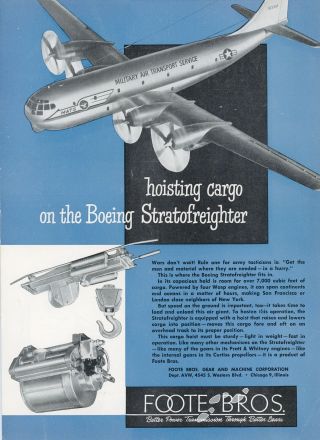 1951 Foote Bros.  Ad Boeing Stratofreighter Military Air Transport Service
