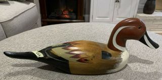 Antique Hand Carved & Painted Wood Duck Decoy 16 " Long 4 " Wide 5 1/2 " Tall