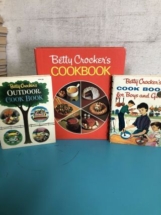 3 Vintage Betty Crocker Cookbooks,  Cookbook,  Boys And Girls,  Outdoor 1950s/1960s