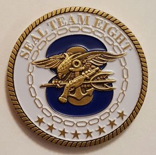Us Navy Seal Team 8 Antique Brass Fortune Favors The Bold 1.  5 " Challenge Coin