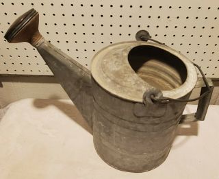Vtg Antique Galvanized Metal Watering can w/Copper Sprinkle 2