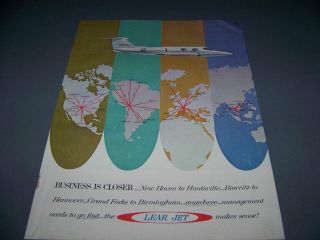 Vintage.  Lear Jet " Business Is Closer ".  4 - Page Sales Ad.  (428v)