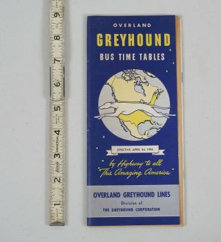 Vintage 1955 Greyhound Bus Time Table Timetables Overland Lines Travel