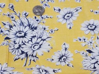 Vintage Full Feedsack: Bright Yellow With Black And White Flowers
