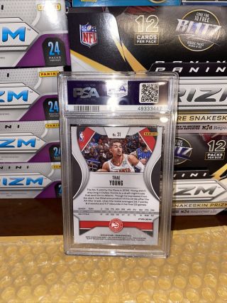2019 - 20 Panini Prizm 31 Trae Young Ruby Red Wave PSA 10 Hawks Second Year 2