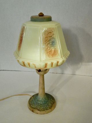 Antique Art Deco Aladdin Boudoir Table Lamp Glass Shade Muncie