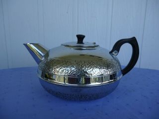 Vintage Britdis Chrome On Copper Teapot Zealand 8 Cup Textured