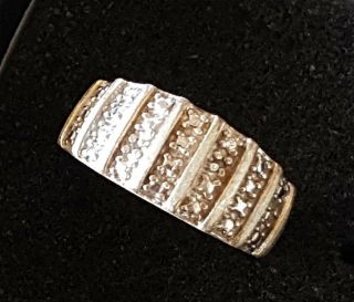 Vintage Chinese Export Sterling Silver Ring With 2 Diamonds Channel Set
