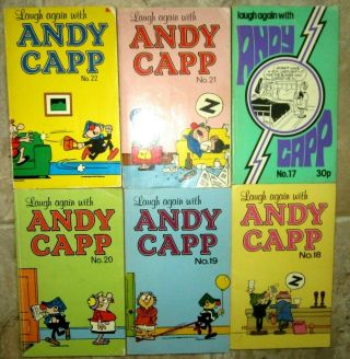 6 X Vintage Andy Capp Comic Strip Pocket Books By Reg Smythe No.  S 17 - 22