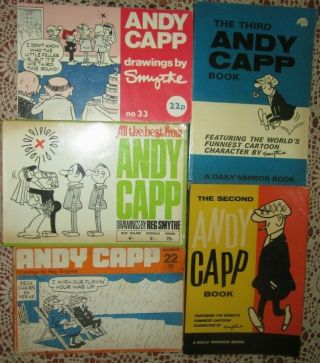 5 X Vintage Andy Capp Comic Strip Books By Smythe 