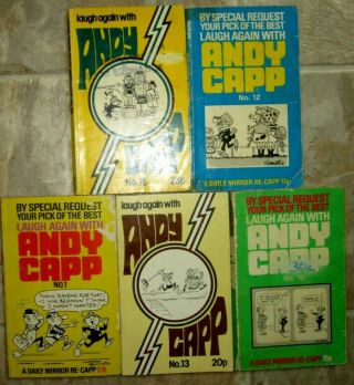 5 X Vintage Andy Capp Comic Strip Pocket Books By Reg Smythe