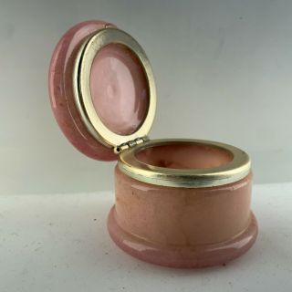 Vintage 1980s Pink Alabaster Jar With Fliptop Lid Ointment Cosmetics Italian