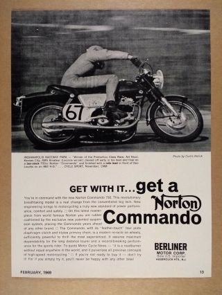 1969 Norton Commando 750 Motorcycle Vintage Print Ad