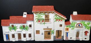 Vintage Ceramica Convento Jesus Maria Houses Set Of (3) Handpainted Wall Plaques