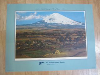 Old Vintage 1953 Pan American Airways - Japan Mt Fuji - Travel Poster - Clippers