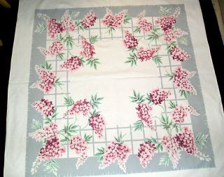 Vintage Retro Pink/burgundy Floral Tablecloth 100 Cotton 50 " X 54 "