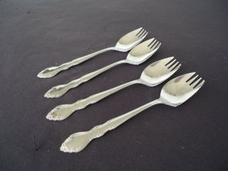 4 Vintage Retro Serrated Edge Splayds Buffet Forks Stainless Steel