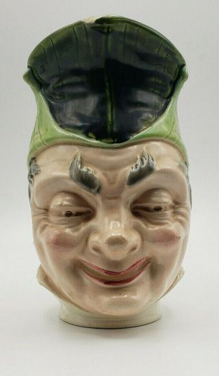 Antique Sarreguemines French Majolica Puck Jester Toby Mug 652 From France