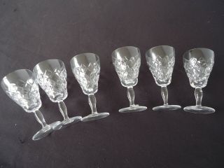 6 Vintage Astra Bohemia Diamond Cut Crystal Sherry Liqueur Glasses