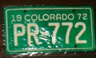 Vintage Colorado 1972 Motorcycle License Plate In Plastic Pr - 772