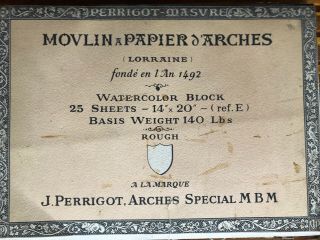 Vintage Arches Approx 20 Sheets 14 " X 20 " Watercolor Block Paper 140 Lbs Rough