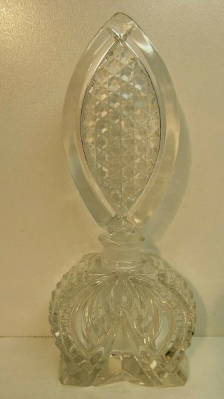 Vintage Art Deco Style Pressed Glass Scent Perfume Bottle Czech Bohemian