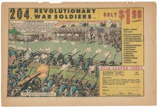 1972 Vintage 6.  5x10 Comic Print Ad For 204 Revolutionary War Soldiers Toy Set