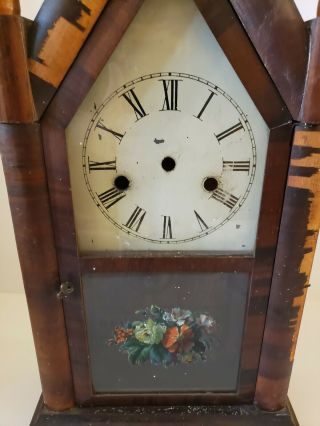 Antique 1860 ' s E.  N.  Welch Clock Company Steeple Clock Mantel Shelf Clock Case 2