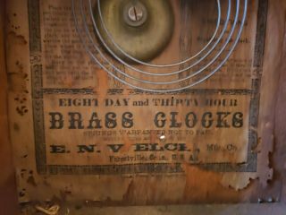 Antique 1860 ' s E.  N.  Welch Clock Company Steeple Clock Mantel Shelf Clock Case 3