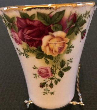 Vtg Royal Albert Bone China Vase Old Country Roses Gold Splattering 1962 Classic