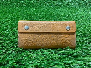 Vintage Tooled Leather Fly Wallet Case Fly Fishing
