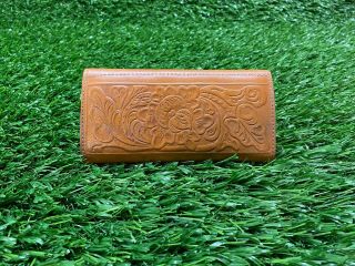 VINTAGE TOOLED LEATHER FLY WALLET CASE FLY FISHING 3