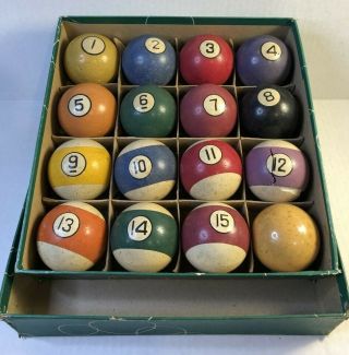 Rare Antique Vintage Set Of 16 Pool Balls.  Billards
