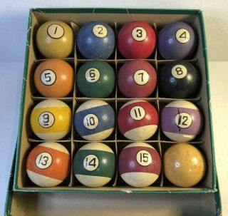 Rare Antique Vintage Set of 16 Pool Balls.  Billards 2