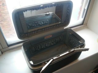 Vintage Samsonite Silhouette Gray Makeup Train Case Hard Luggage W/ 3 Keys Tray