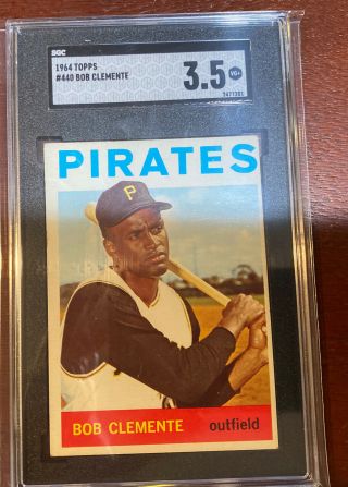 1964 Topps Bob Clemente 440 Baseball Card Graded Sgc 3.  5 Very Good,