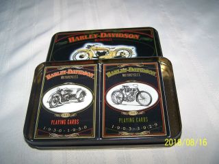 Harley Davidson Historical Playing Cards In Tin 1903 - 1950