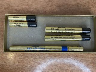 Vintage A.  T.  Cross Pens Pencil Replacement Thin Leads,  Ball Pen Refill,  Erasers