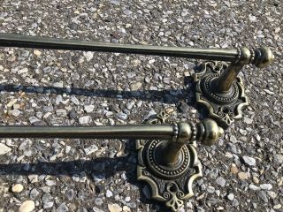 Matched Pair Amerock Carriage House Vintage 26 Inch Towel Bar Antique Brass 2