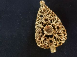 3 Vintage Gold tone Tree Brooch Jewelry Findings 2