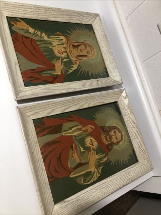 Vintage Jesus And Mary Paint By Number Framed