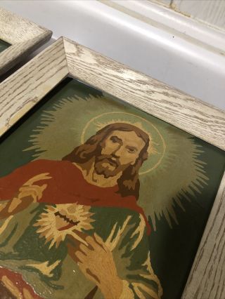 Vintage Jesus and Mary Paint by Number Framed 3