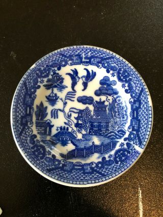 Vintage 3.  25 " Blue Willow Child’s Plate From Tea Set Made In Japan Mark