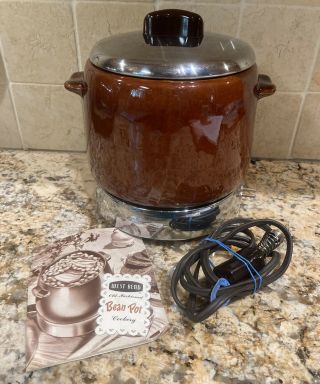 Vintage West Bend Electric Bean Pot W/ Heat Rite Base & Stoneware Crock