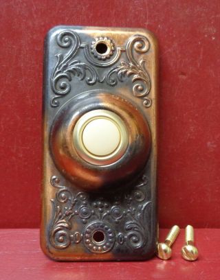 Vintage Nos Copper Flashed Brass Doorbell Button 6