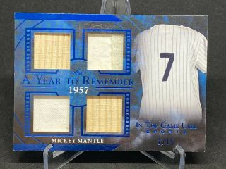 Mickey Mantle 2020 Leaf In The Game Jersey And Bat 