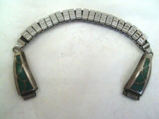 Vintage Sterling Silver Navajo Turquoise Red Coral Watch Band