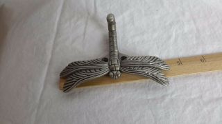 Dragonfly Bath Wall Hook Hanger Robe Towel Antique Pewter Silver Color - Single 3