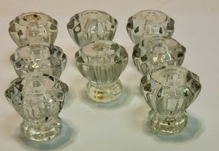 Crystal Glass Drawer Pulls Knobs Handles Vintage Antique 1 1/8”x1 1/4”8 Matching