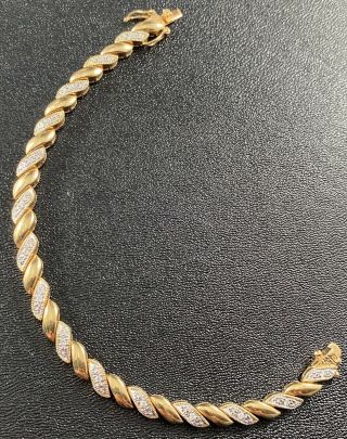 Vintage Bracelet 7.  5” Gold Tone Crystal Paved Rhinestones